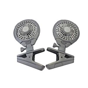 SET OF 2 O2 COOL 6.5" Battery Powered Portable Cooling Fans Clamp Clip Camping